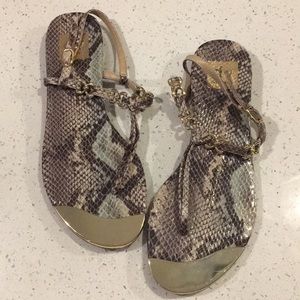 Dolce vita snakeskin gold wedge sandal